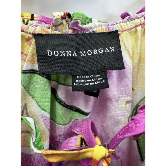 Donna Morgan Lemon Printed Flutter Cap Sleeve Ruffled Tiered Dress Size 12 - Picture 6 of 9